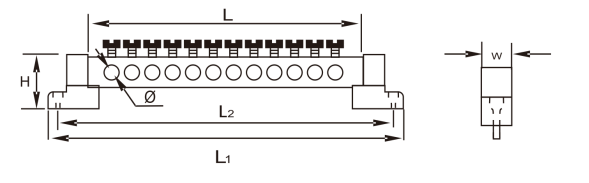 Borne de terre avec 1 ou 2 supports carrés Barre en laiton