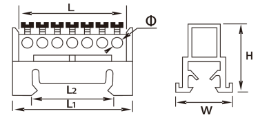 Connecteur de terre avec borniers de support de type H sur rail Din